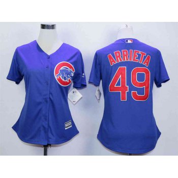 Women's Chicago Cubs #49 Jake Arrieta Blue Women New Cool Base Jersey