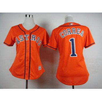 Women's Houston Astros #1 Carlos Correa Alternate Orange 2015 MLB Cool Base Jersey