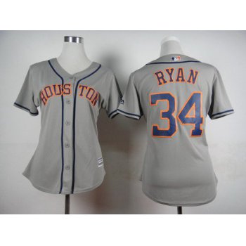 Women's Houston Astros #34 Nolan Ryan Away Gray 2015 MLB Cool Base Jersey