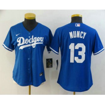 Women's Los Angeles Dodgers #13 Max Muncy Blue Stitched MLB Cool Base Nike Jersey