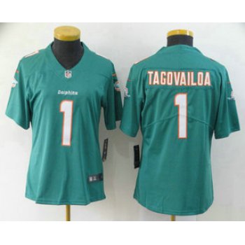Women's Miami Dolphins #1 Tua Tagovailoa Green 2020 Vapor Untouchable Stitched NFL Nike Limited Jersey