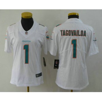 Women's Miami Dolphins #1 Tua Tagovailoa White 2020 Vapor Untouchable Stitched NFL Nike Limited Jersey