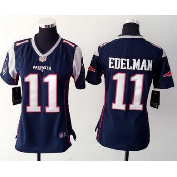 Women's New England Patriots #11 Julian Edelman Navy Blue Team Color 2015 NFL Nike Game Jersey