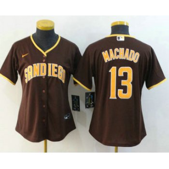 Women's San Diego Padres #13 Manny Machado Brown Stitched MLB Cool Base Nike Jersey