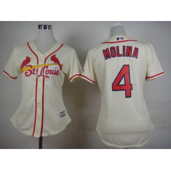 Women's St. Louis Cardinals #4 Yadier Molina Alternate Cream 2015 MLB Cool Base Jersey