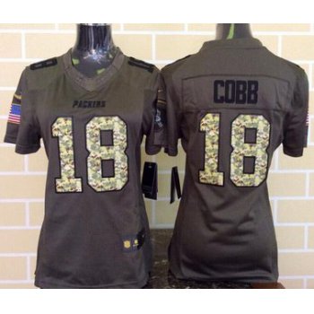 Women's Green Bay Packers #18 Randall Cobb Green Salute To Service 2015 NFL Nike Limited Jersey