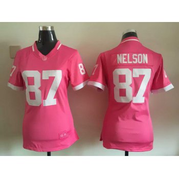 Women's Green Bay Packers #87 Jordy Nelson Pink Bubble Gum 2015 NFL Jersey