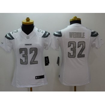 Women's San Diego Chargers #32 Eric Weddle White Platinum NFL Nike Limited Jersey