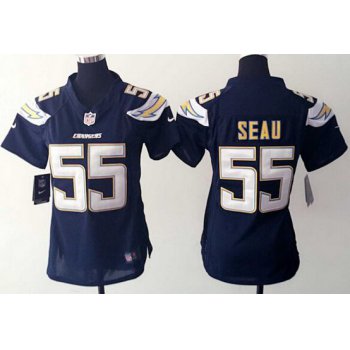 Women's San Diego Chargers #55 Junior Seau Navy Blue Retired Player NFL Nike Game Jersey