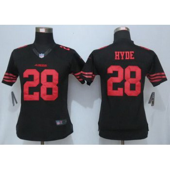 Women's San Francisco 49ers #28 Carlos Hyde Black Alternate 2015 NFL Nike Limited Jersey