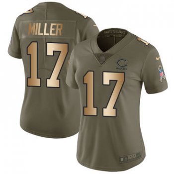 Nike Bears #17 Anthony Miller Olive Gold Women's Stitched NFL Limited 2017 Salute to Service Jersey