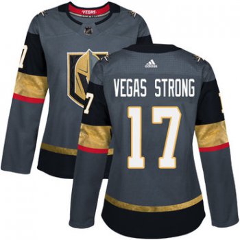 Adidas Vegas Golden Knights #17 Vegas Strong Grey Home Authentic Women's Stitched NHL Jersey