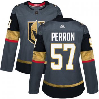 Adidas Vegas Golden Knights #57 David Perron Grey Home Authentic Women's Stitched NHL Jersey