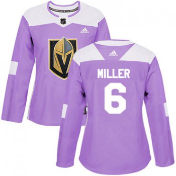 Adidas Vegas Golden Knights #6 Colin Miller Purple Authentic Fights Cancer Women's Stitched NHL Jersey