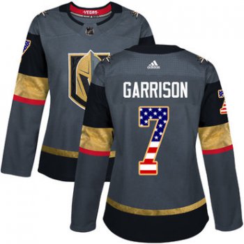 Adidas Vegas Golden Knights #7 Jason Garrison Grey Home Authentic USA Flag Women's Stitched NHL Jersey