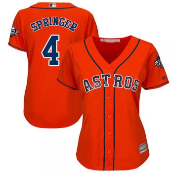 Astros #4 George Springer Orange Alternate 2019 World Series Bound Women's Stitched Baseball Jersey