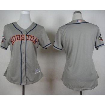 Astros Blank Grey Road 2019 World Series Bound Women's Stitched Baseball Jersey