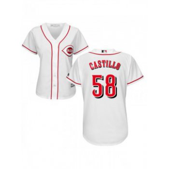 Women's Cincinnati Reds #58 Luis Castillo Authentic White Home Cool Base Jersey