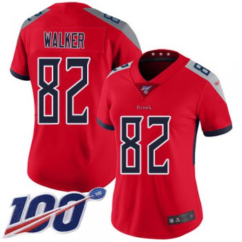 Titans #82 Delanie Walker Red Women's Stitched Football Limited Inverted Legend 100th Season Jersey