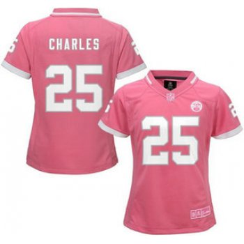 Women's Kansas City Chiefs #25 Jamaal Charles Pink Bubble Gum 2015 NFL Jersey
