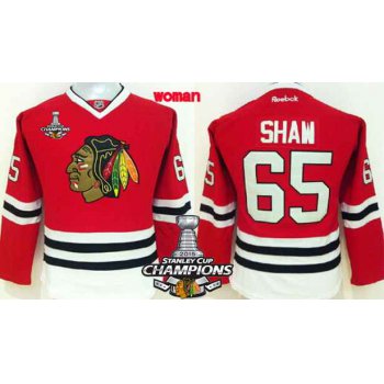 Chicago Blackhawks #65 Andrew Shaw Red Womens Jersey W/2015 Stanley Cup Champion Patch