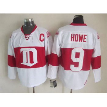 Men's Detroit Red Wings #9 Gordie Howe 2008-09 White CCM Vintage Throwback Jersey
