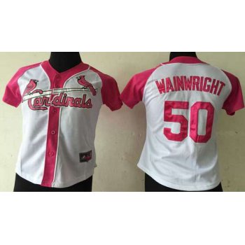 Women's St. Louis Cardinals #50 Adam Wainwright White Fashion Womens By Majestic Athletic Jersey
