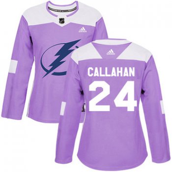 Adidas Tampa Bay Lightning #24 Ryan Callahan Purple Authentic Fights Cancer Women's Stitched NHL Jersey