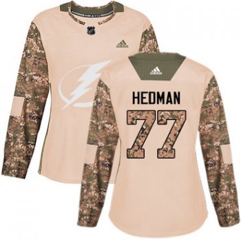 Adidas Tampa Bay Lightning #77 Victor Hedman Camo Authentic 2017 Veterans Day Women's Stitched NHL Jersey