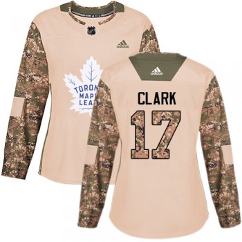Adidas Toronto Maple Leafs #17 Wendel Clark Camo Authentic 2017 Veterans Day Women's Stitched NHL Jersey