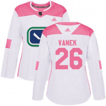 Adidas Vancouver Canucks #26 Thomas Vanek White Pink Authentic Fashion Women's Stitched NHL Jersey