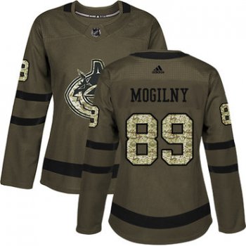 Adidas Vancouver Canucks #89 Alexander Mogilny Green Salute to Service Women's Stitched NHL Jersey