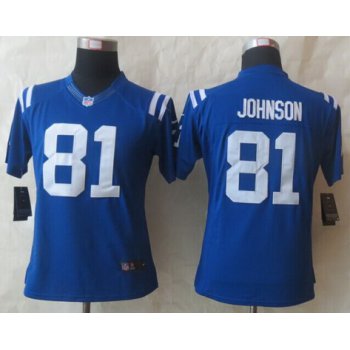Nike Indianapolis Colts #81 Andre Johnson Blue Limited Womens Jersey