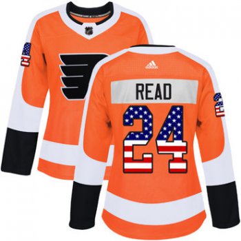 Adidas Philadelphia Flyers #24 Matt Read Orange Home Authentic USA Flag Women's Stitched NHL Jersey