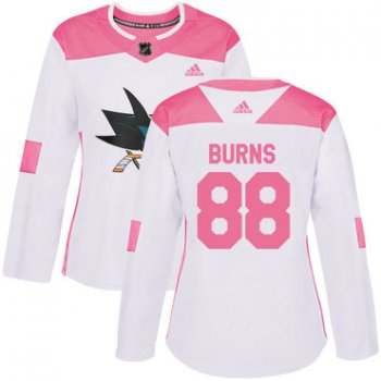 Adidas San Jose Sharks #88 Brent Burns White Pink Authentic Fashion Women's Stitched NHL Jersey
