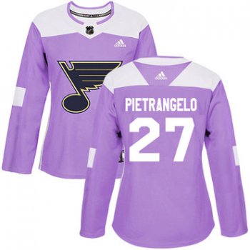 Adidas St.Louis Blues #27 Alex Pietrangelo Purple Authentic Fights Cancer Women's Stitched NHL Jersey
