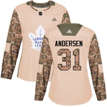 Adidas Toronto Maple Leafs #31 Frederik Andersen Camo Authentic 2017 Veterans Day Women's Stitched NHL Jersey