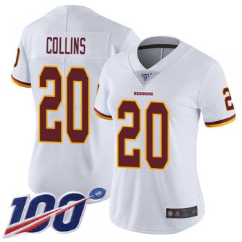 Redskins #20 Landon Collins White Women's Stitched Football 100th Season Vapor Limited Jersey