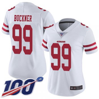 Nike 49ers #99 DeForest Buckner White Women's Stitched NFL 100th Season Vapor Limited Jersey