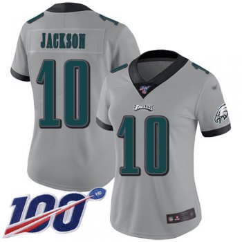 Nike Eagles #10 DeSean Jackson Silver Women's Stitched NFL Limited Inverted Legend 100th Season Jersey