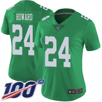Nike Eagles #24 Jordan Howard Green Women's Stitched NFL Limited Rush 100th Season Jersey