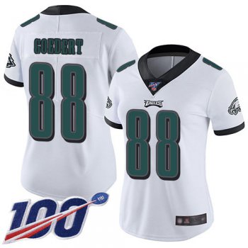 Nike Eagles #88 Dallas Goedert White Women's Stitched NFL 100th Season Vapor Limited Jersey