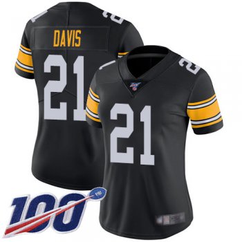 Nike Steelers #21 Sean Davis Black Alternate Women's Stitched NFL 100th Season Vapor Limited Jersey