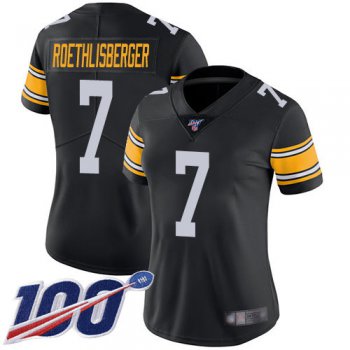 Nike Steelers #7 Ben Roethlisberger Black Alternate Women's Stitched NFL 100th Season Vapor Limited Jersey