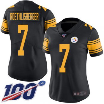 Nike Steelers #7 Ben Roethlisberger Black Women's Stitched NFL Limited Rush 100th Season Jersey