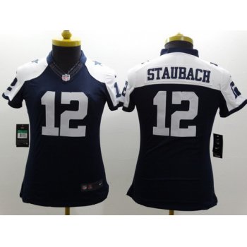 Nike Dallas Cowboys #12 Roger Staubach Blue Thanksgiving Limited Womens Jersey