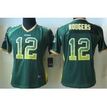 Nike Green Bay Packers #12 Aaron Rodgers Drift Fashion Green Womens Jersey
