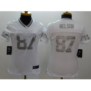 Nike Green Bay Packers #87 Jordy Nelson Platinum White Limited Womens Jersey