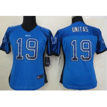 Nike Indianapolis Colts #19 Johnny Unitas Drift Fashion Blue Womens Jersey