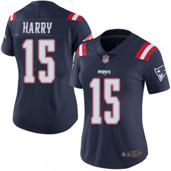 Nike Patriots #15 N'Keal Harry Navy Blue Women's Stitched NFL Limited Rush Jersey